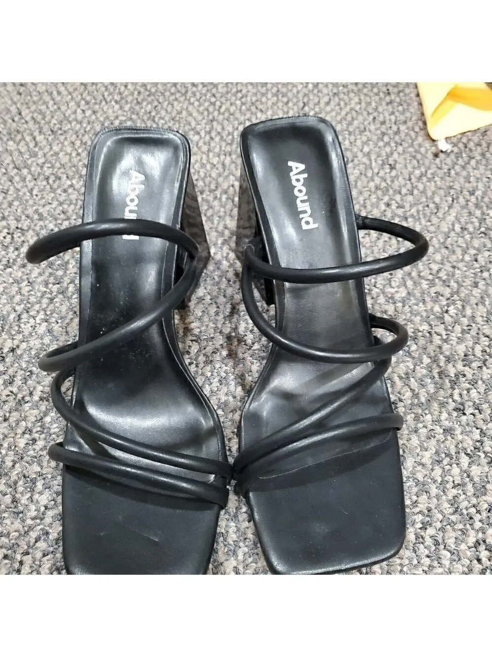 Abound Black Strappy Block Heel Mules Size 9